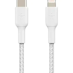 Belkin Braided USB-C to Lightning Cable (2m/6.6ft, White) - 6.60 ft Lightning/USB-C Data Transfer Cable - CAA004BT2MWH