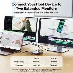 Belkin Connect 8-Port Dual Display USB-C Hub For Display, Monitor, Workstation, Notebook, MacBook, Tablet, Smartphone