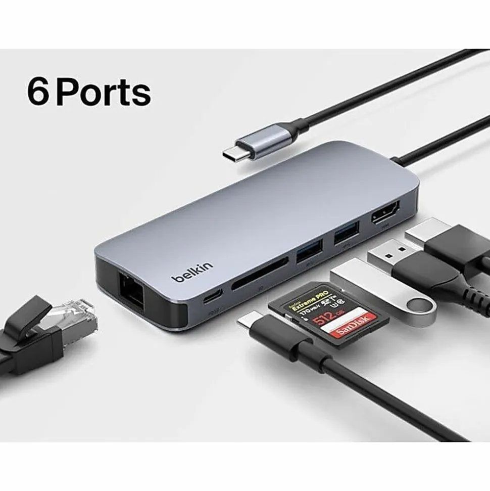 Belkin Connect USB-C 6-in-1 Multiport Hub, AVC008FQSGYV2