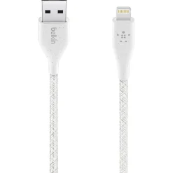 Belkin® DuraTek Plus Lightning To USB-A Cable With Strap, 6', Black, F8J236BT06-WHT