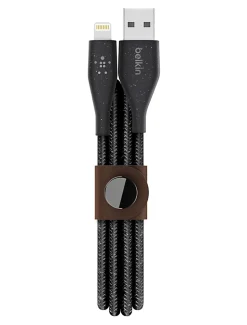 BelkinĀ® DuraTek Plus Lightning To USB-A Cable With Strap, 4', Black, F8J236BT04-BLK