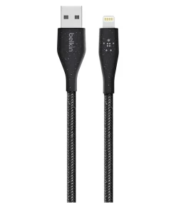 Belkin® DuraTek Plus Lightning To USB-A Cable With Strap, 4', Black, F8J236BT04-BLK