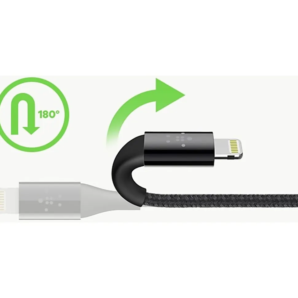 Belkin® DuraTek Plus Lightning To USB-A Cable With Strap, 4', Black, F8J236BT04-BLK