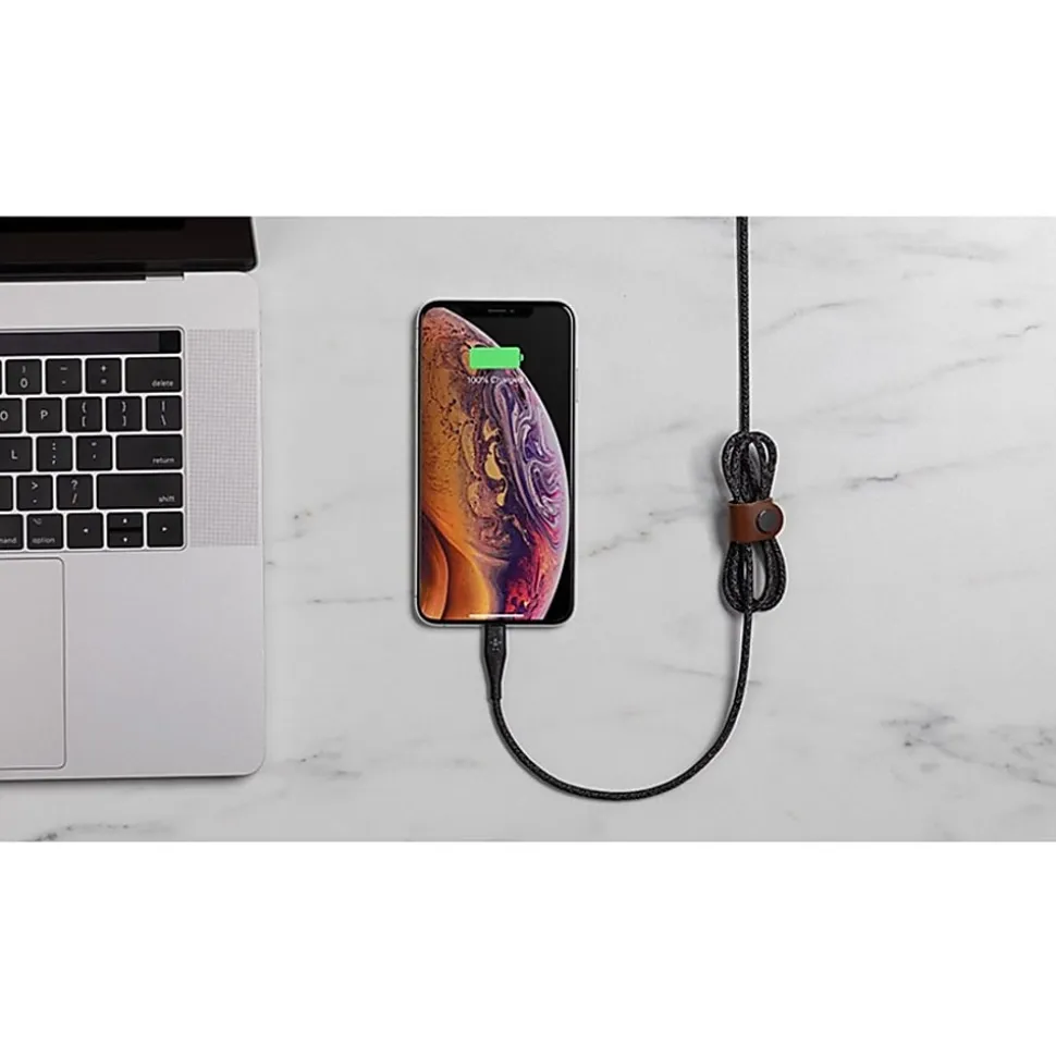 Belkin® DuraTek Plus Lightning To USB-A Cable With Strap, 4', Black, F8J236BT04-BLK