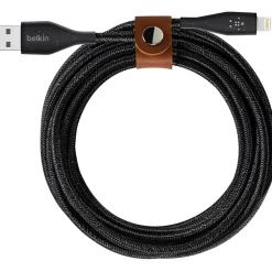 Belkin® DuraTek Plus Lightning To USB-A Cable With Strap, 4', Black, F8J236BT04-BLK