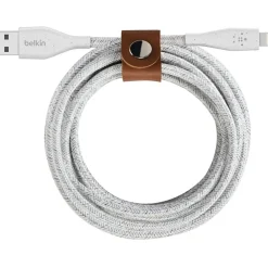 BelkinĀ® DuraTek Plus Lightning To USB-A Cable With Strap, 4', White, F8J236BT04-WHT