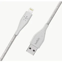 Belkin® DuraTek Plus Lightning To USB-A Cable With Strap, 4', White, F8J236BT04-WHT