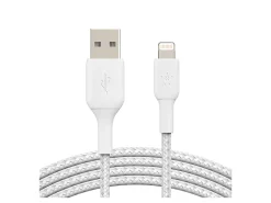 Belkin® Lightning-To-USB-A Braided Cable, 3.3 ft/1M White
