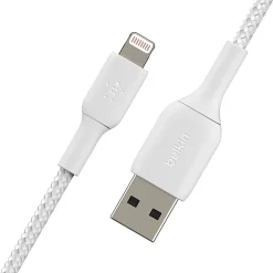 Belkin® Lightning-To-USB-A Braided Cable, 3.3 ft/1M White
