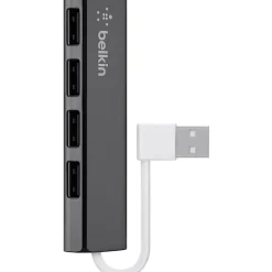 Belkin 4-Port Ultra-Slim Travel Hub - USB - External - 4 USB Port(s) - 4 USB 2.0 Port(s) - PC, Mac