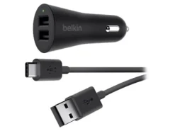 Belkin® 2-Port USB-A To USB-C Car Charger, Black