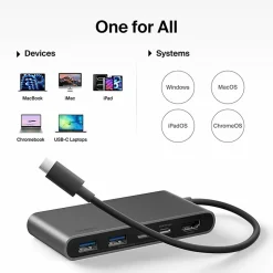 Belkin 5-Port USB-C Hub, USB-C to 2xUSB-A, 2xUSB-C, 1x4K HDMI, Docking Station, Black, AVC022FQSGY