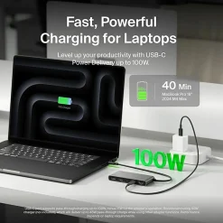 Belkin 7-Port USB-C Hub, USB-C to, 2xUSB-A, 2xUSB-C, 1x4K HDMI, 1xSD + 1xMicroSD Reader, Black, AVC023FQSGY