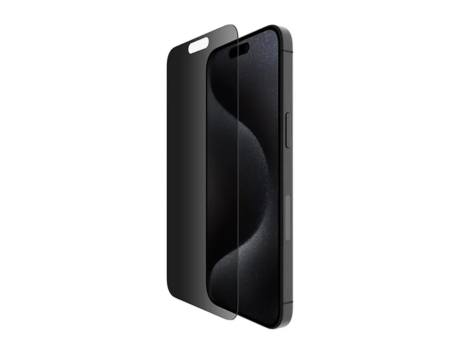 Belkin ScreenForce Pro - Screen protector for cellular phone - 2.5D - glass - with privacy filter - glass - for Apple iPhone 15 Pro Max