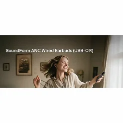 Belkin SoundForm ANC Wired Earbuds (USB-C) - Stereo - USB Type C - Wired - Earbud - Binaural - In-ear - Black