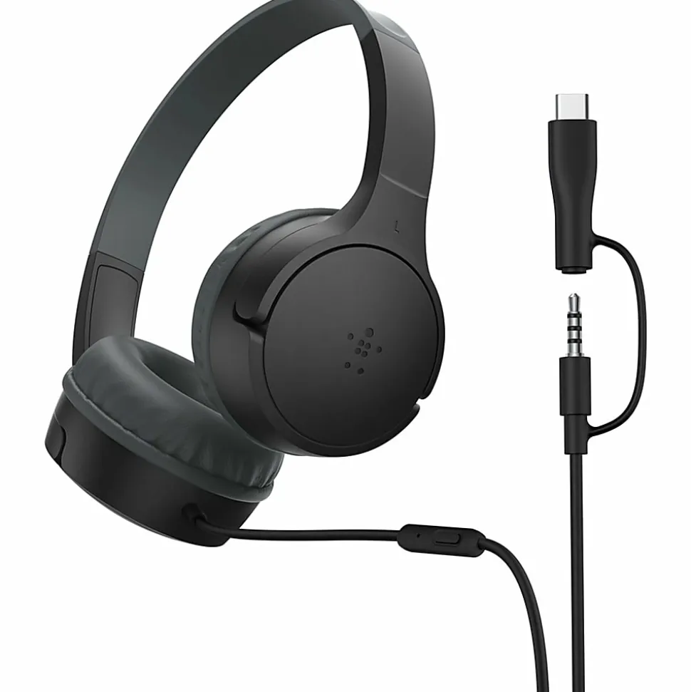 Belkin SoundForm Mini Wired On-Ear Headphones for Kids, Black