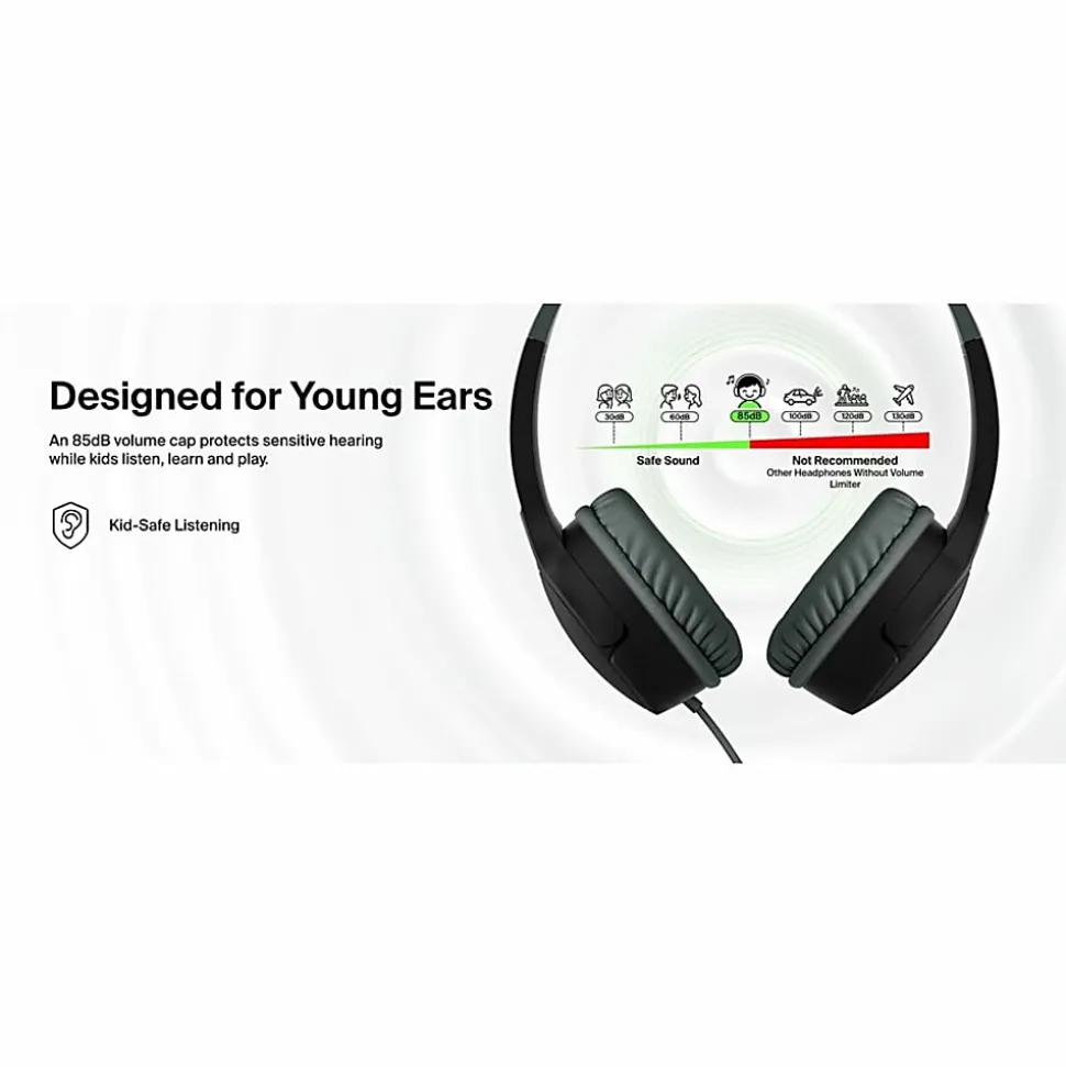 Belkin SoundForm Mini Wired On-Ear Headphones for Kids, Black
