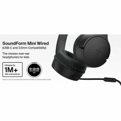 Belkin SoundForm Mini Wired On-Ear Headphones for Kids, Black