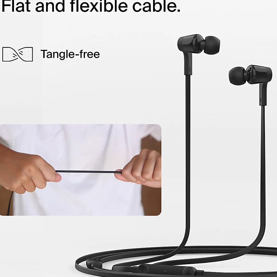 Belkin SoundForm USB-C Wired Earbuds With Adjustable Volume Limiter, Black