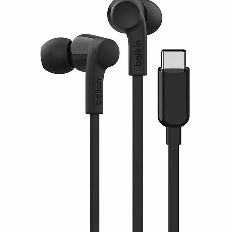 Belkin SoundForm USB-C Wired Earbuds With Adjustable Volume Limiter, Black