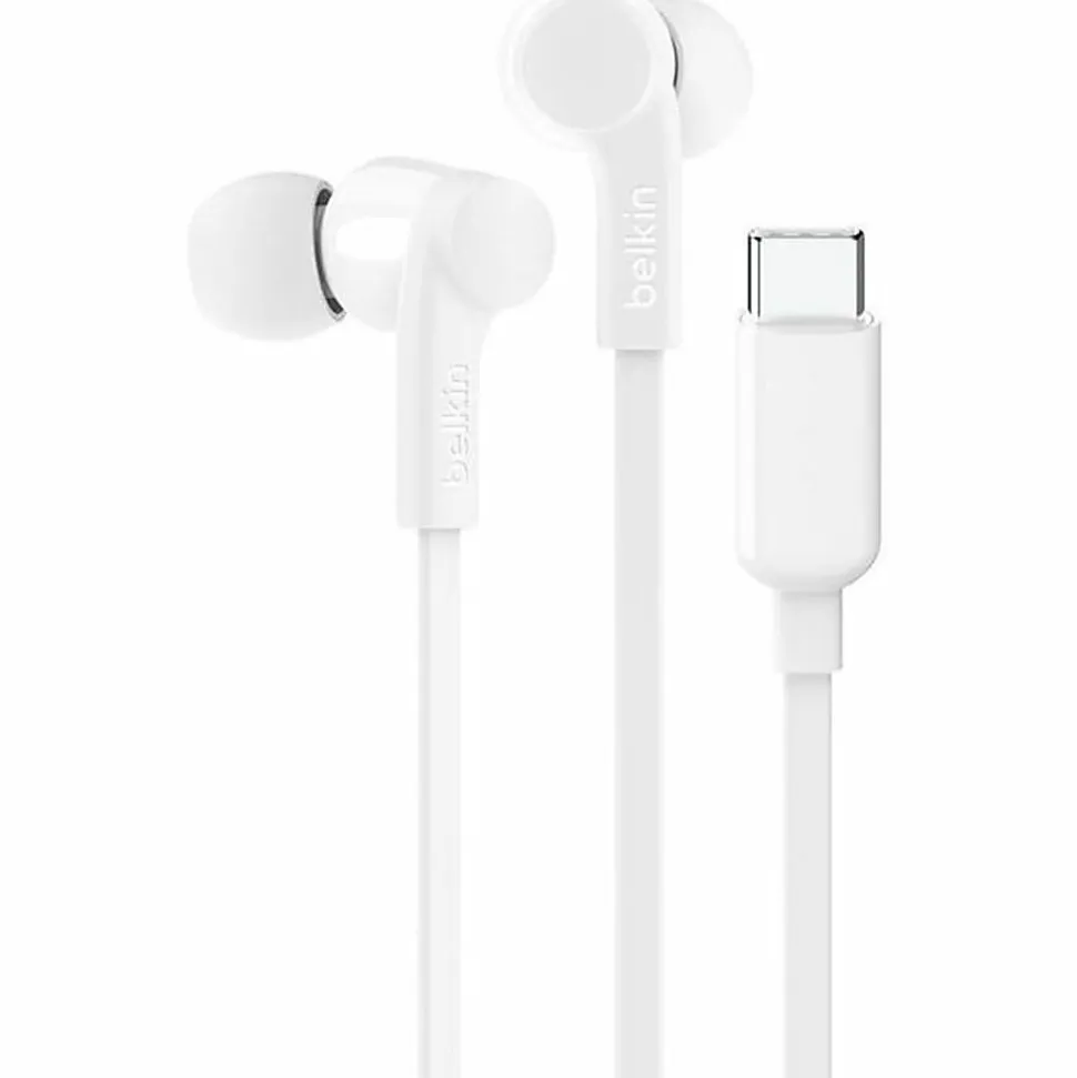 Belkin SoundForm USB-C Wired Earbuds With Adjustable Volume Limiter, White