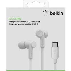 Belkin SoundForm Wired Earbuds with USB-C Connector - Stereo - USB Type C - Wired - Earbud - Binaural - In-ear - 4 ft Cable - White