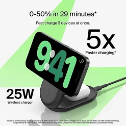 Belkin UltraCharge 3-in-1 Foldable Magnetic Charger with Qi2 25W, WIZ037TTBK