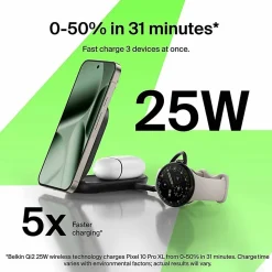 Belkin UltraCharge 2-in-1 Foldable Magnetic Charger with Qi2 25W, WIZ039TTBK