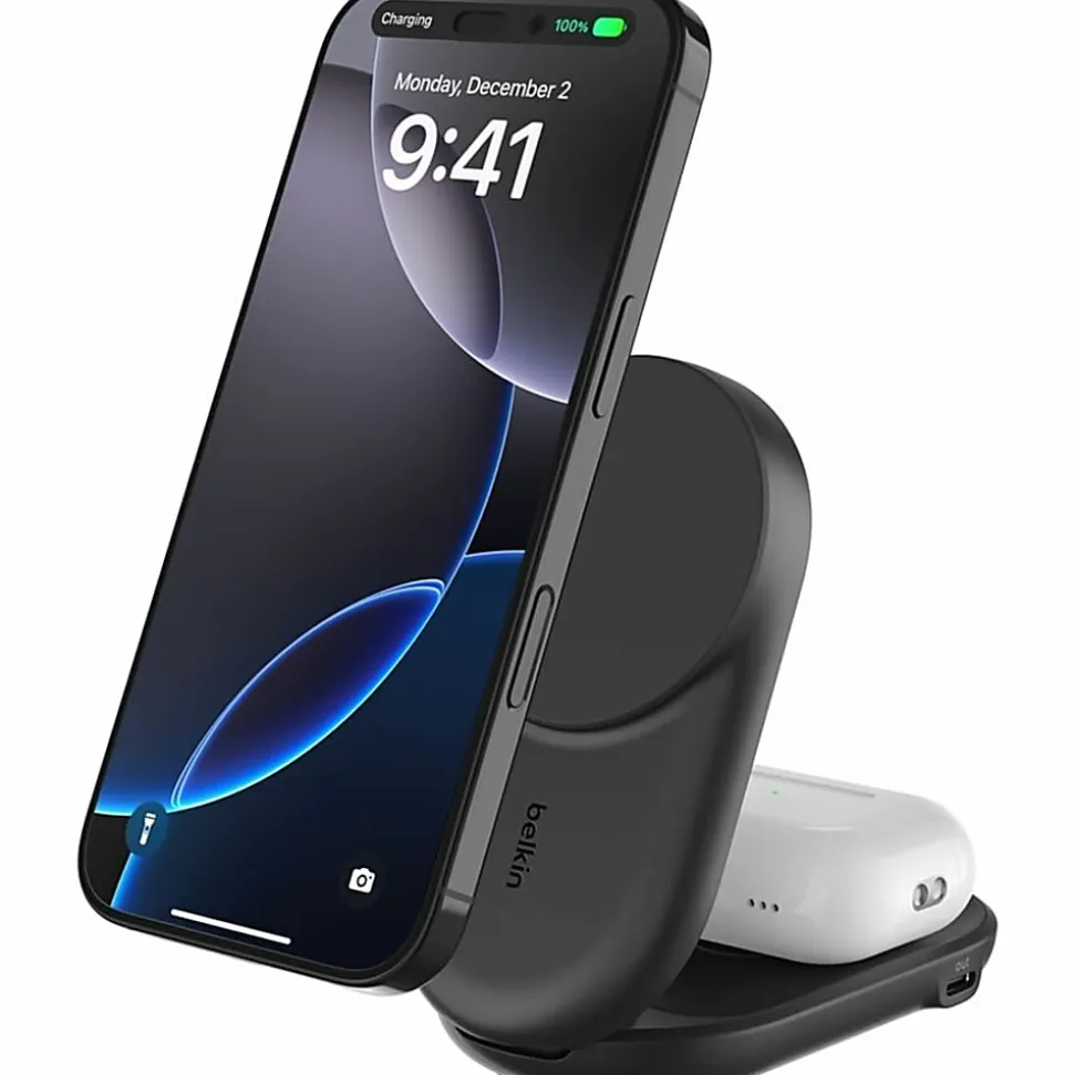 Belkin UltraCharge 2-in-1 Foldable Magnetic Charger with Qi2 25W, WIZ039TTBK