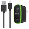 Belkin Universal Home Charger - Power adapter - 12 Watt - 2.4 A (USB) - on cable: Micro-USB - black