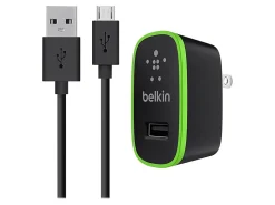 Belkin Universal Home Charger - Power adapter - 12 Watt - 2.4 A (USB) - on cable: Micro-USB - black