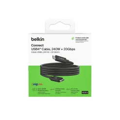 Belkin USB4 Cable, 240W + 20Gbps For Mac/Windows/Chromebook, Black, INZ004TT1.2MBK