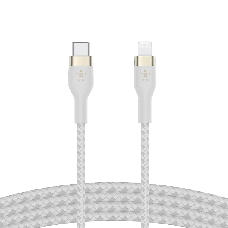 Belkin® USB-C To Lightning Braided Cable, 2M/ 6.6 FT, White