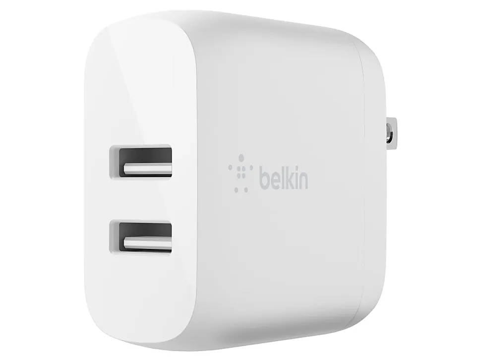Belkin 24-Watt Dual Port USB-A Wall Charger With USB-A Lightning Cable, 1M/ 3.3 Ft, White