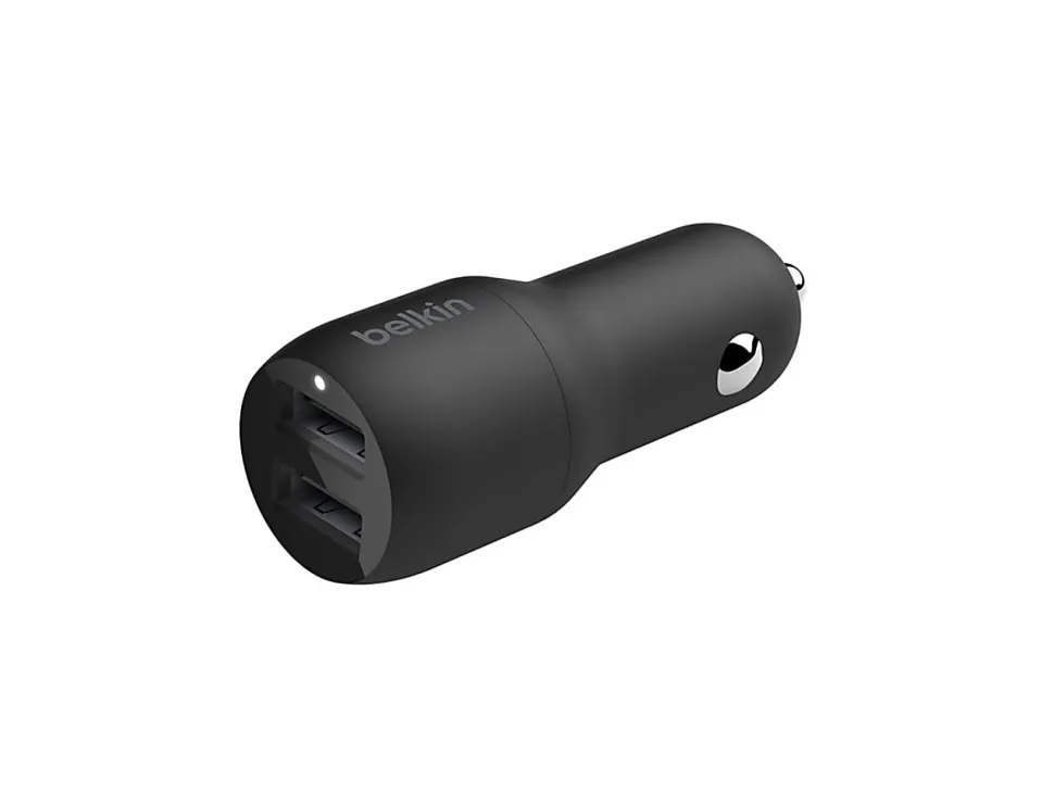 Belkin 24-Watt, Dual USB Car Charger With USB-A To USB-C Cable, 1M/ 3.3 Ft Black