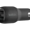 Belkin 24-Watt, Dual USB Car Charger, USB-A, Black