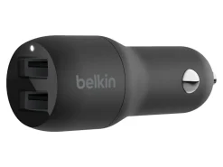 Belkin 24-Watt, Dual USB Car Charger, USB-A, Black
