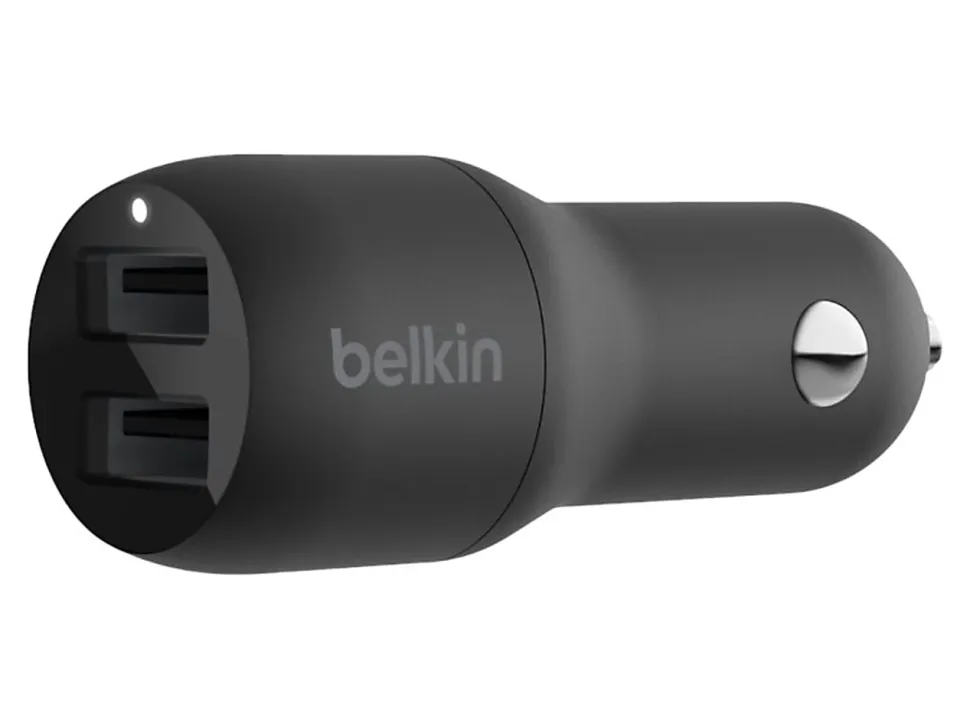 Belkin 24-Watt, Dual USB Car Charger, USB-A, Black