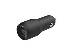 Belkin 24-Watt, Dual USB Car Charger, USB-A, Black