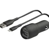 Belkin 42-Watt Dual USB Car Charger With USB-A To Lightning Cable,1M/ 3.3 Ft, Black
