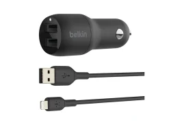 Belkin 42-Watt Dual USB Car Charger With USB-A To Lightning Cable,1M/ 3.3 Ft, Black