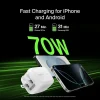 Belkin 70W GaN 3-Port USB Wall Charger - 1xUSB-A, 2xUSB-C - Foldable Prongs - Power Adapter - White - 70 W - United States