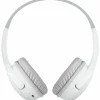 Belkin Wireless Bluetooth On-Ear Headphones for Kids w/ Mic, 85dB Limit, w/ USB-C Cable, Headset, White