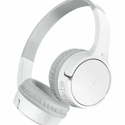Belkin Wireless Bluetooth On-Ear Headphones for Kids w/ Mic, 85dB Limit, w/ USB-C Cable, Headset, White