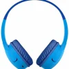 Belkin Wireless Bluetooth On-Ear Headphones for Kids w/ Mic, 85dB Limit, w/ USB-C Cable, Headset, Blue