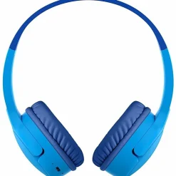 Belkin Wireless Bluetooth On-Ear Headphones for Kids w/ Mic, 85dB Limit, w/ USB-C Cable, Headset, Blue