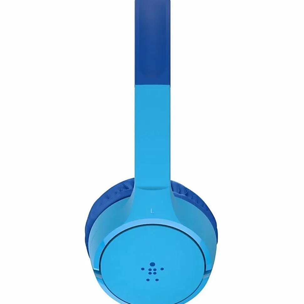 Belkin Wireless Bluetooth On-Ear Headphones for Kids w/ Mic, 85dB Limit, w/ USB-C Cable, Headset, Blue