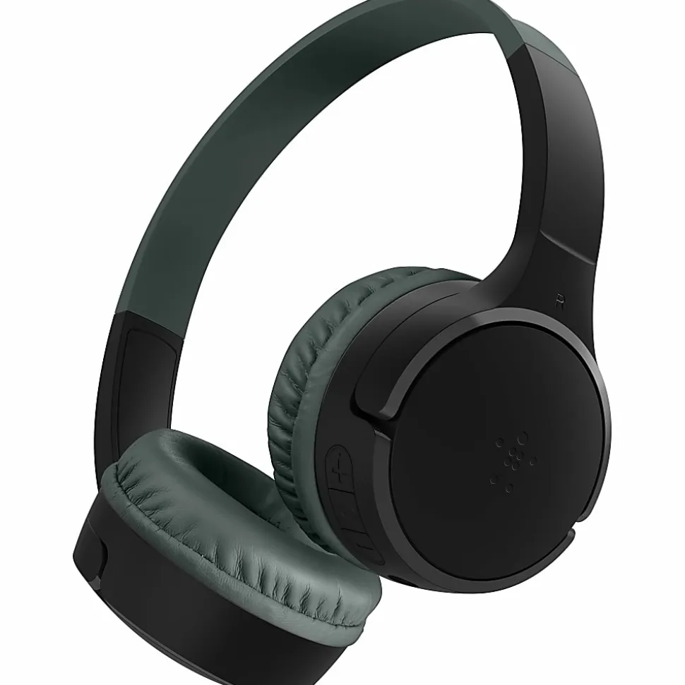 Belkin Wireless Bluetooth On-Ear Headphones for Kids w/ Mic, 85dB Limit, w/ USB-C Cable, Headset, Black