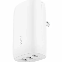 Belkin 67W Portable 3-Port USB-C Wall Charger - 3xUSB-C (67W Total) - Fast Charging - Power Adapter - White - 67 W - White