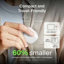 Belkin 45W Portable USB-C Wall Charger - 1xUSB-C (45W) - Fast Charge - Power Adapter - White - 45 W - White